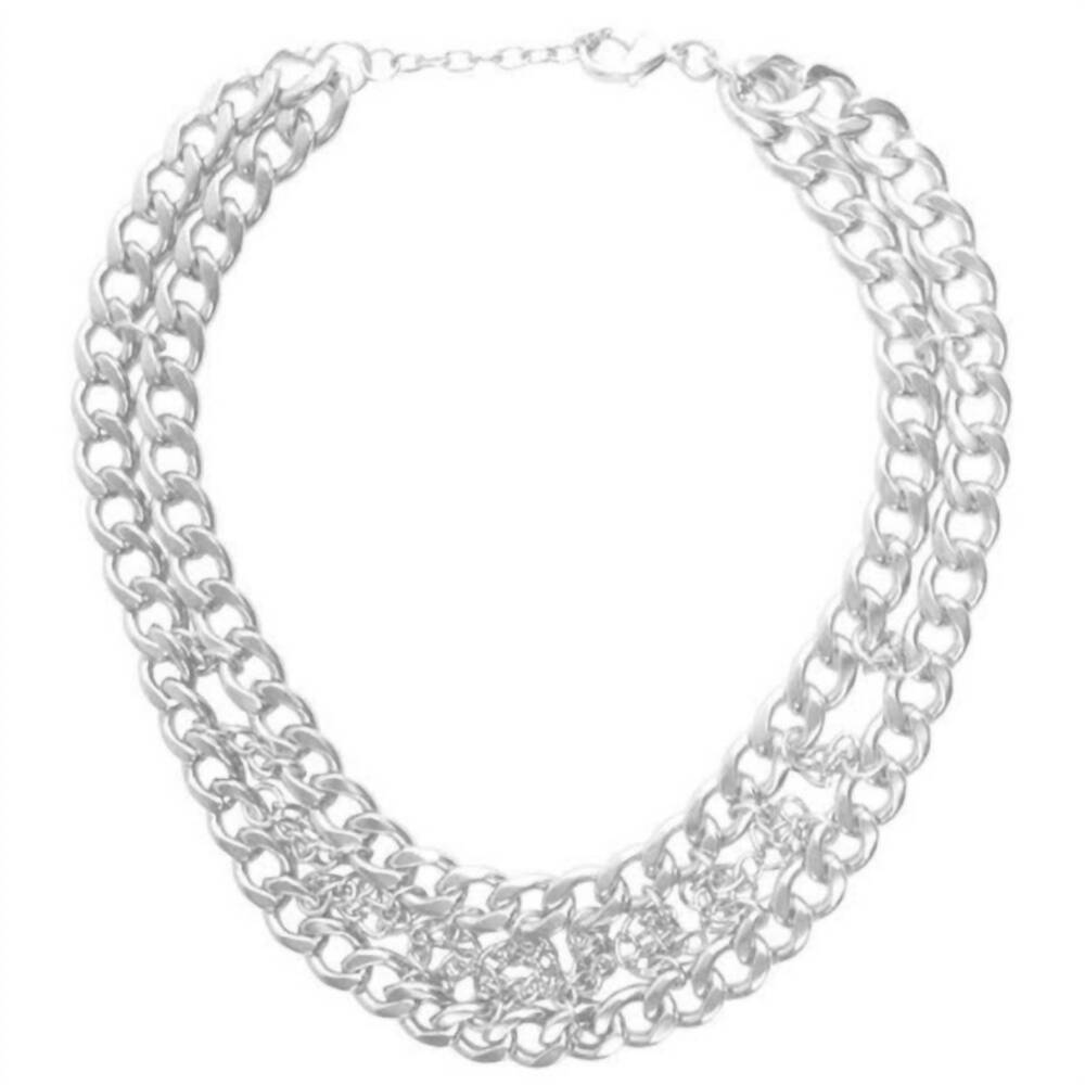 NEW KARINE SULTAN women's statement necklace in matte silver